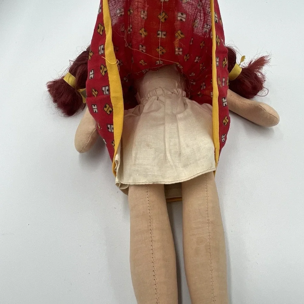 Celluloid Face Doll Vintage Red Hair Blue Eyes Original Outfit Cloth Body 15
